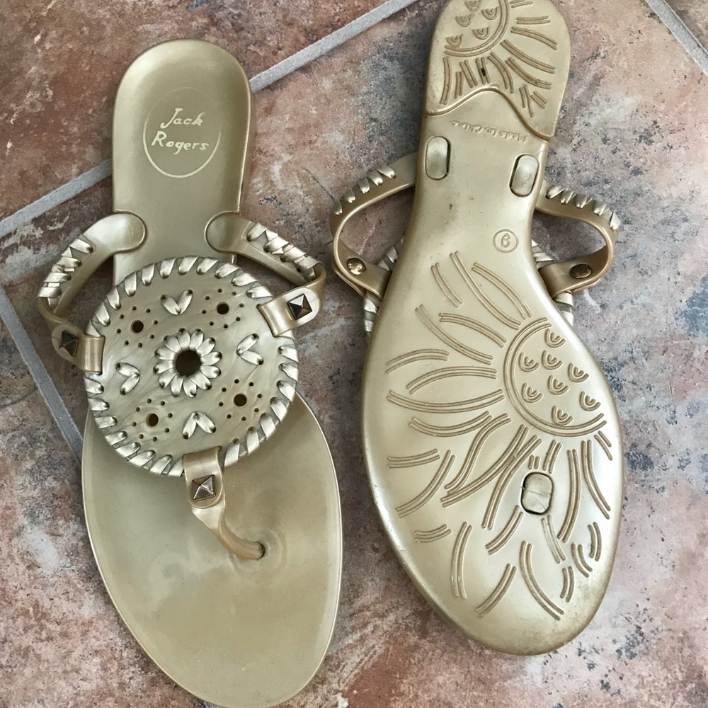 Size 9 Gold Jack Rogers Jelly Sandals